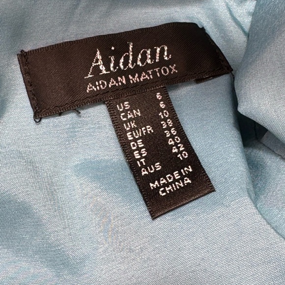 Aidan by Aidan Mattox Womens Blue Satin Evening Sheath Dress Gown size 6 - Picture 5 of 17